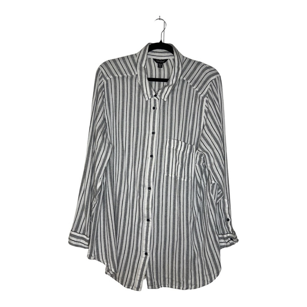 Lucky Brand Strip Long Sleeves Button Down Hi-Low Long Hem Shirt Women’s 2X